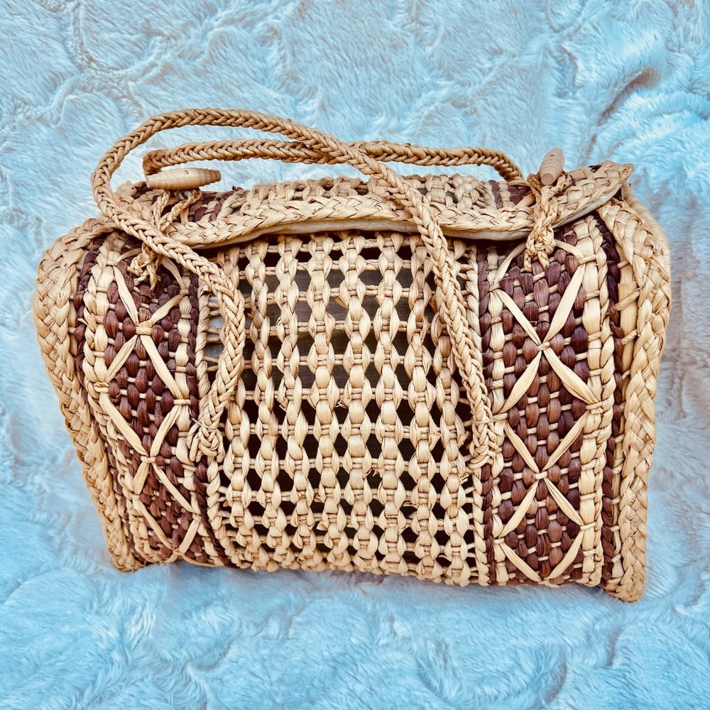 Vintage Rattan Wicker Purse Bag